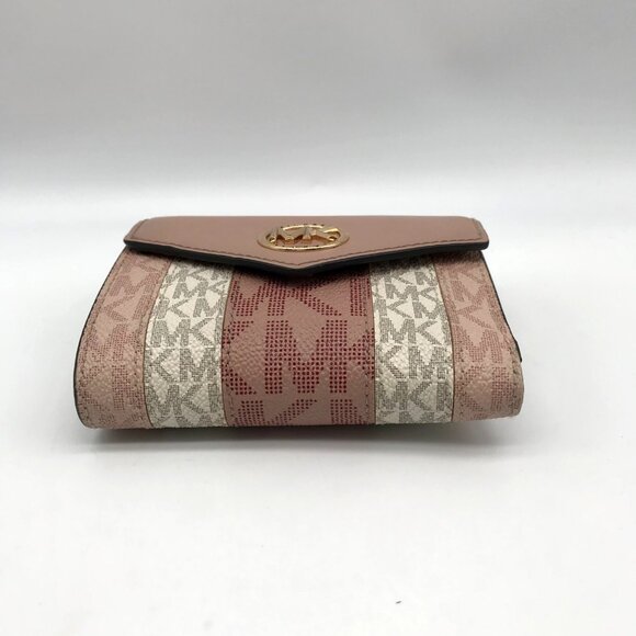 Michael Kors Carmen Ballet Pink Coated Canvas & Leather Trifold Wallet - Picture 5 of 10